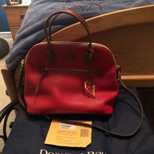 Dooney & Bourke Red Pebble Leather Zip Zip  H 9.5”x W 5.25”xL12”.1 lb. 13oz.